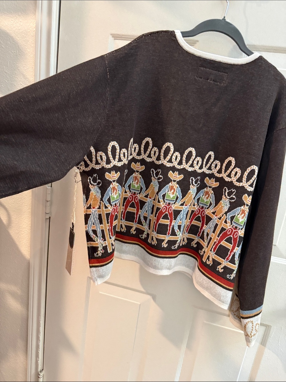 NWT Double D Ranch Brown with Cream Trim Western Cowboy Crewneck Sweater. 2X - Picture 3 of 14